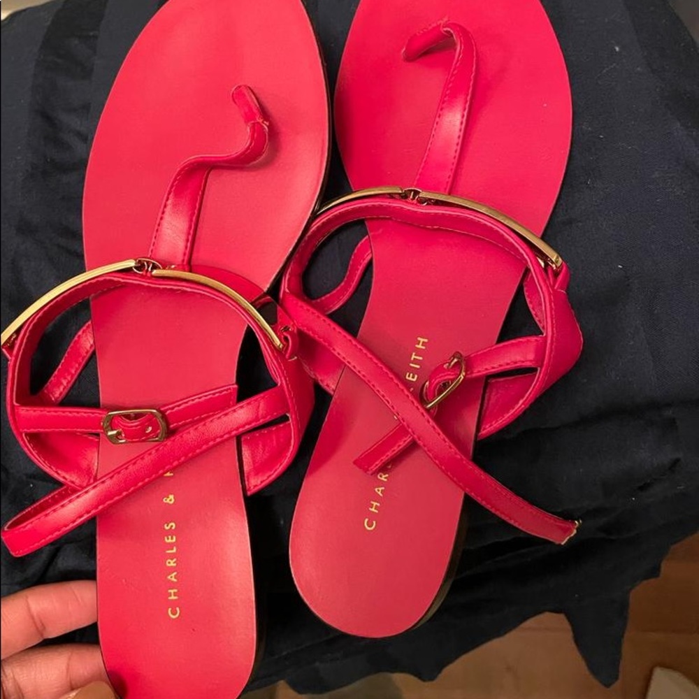 Charles&Keith sandals, red color, Size 5, Brand New